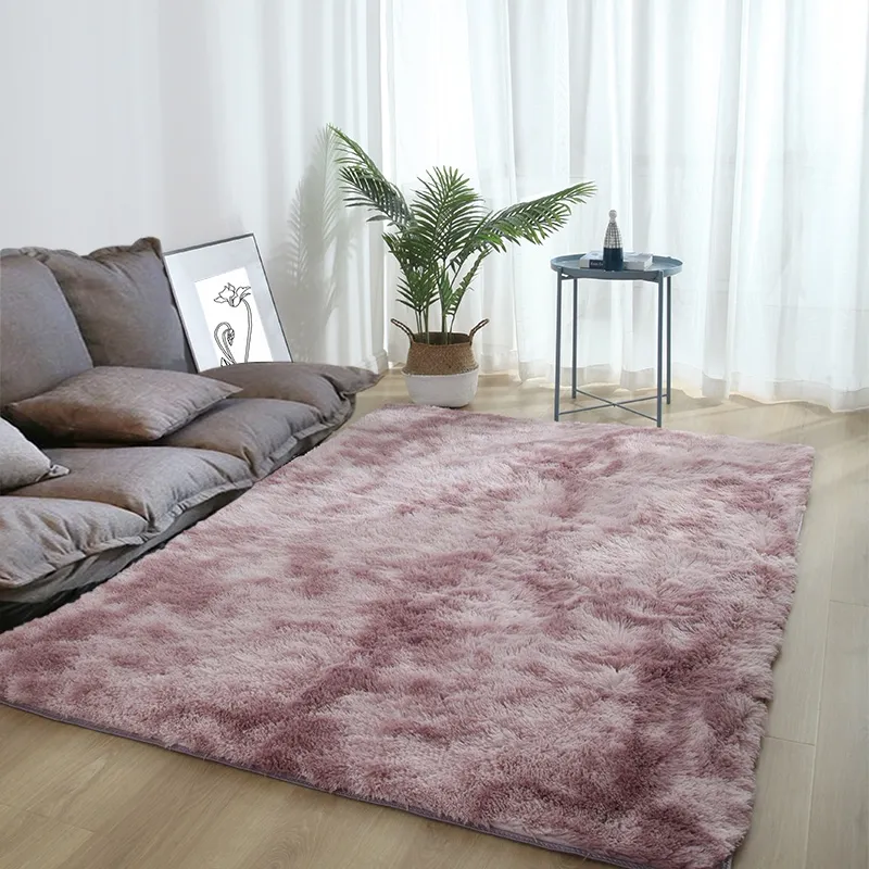 Tie Dyeing Carpet Nordic Fashion Fluffy Non-slip Mixed Dyed Carpet Living Room Center Carpet