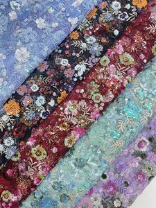 <strong>Stock</strong> 100%Polyester <strong>Stretch</strong> <strong>Lace</strong> Tassel Sequin Embroidered <strong>Fabric</strong> for Garment Glitter Clothing Textile Custom Elastic Fashion - Product Image 3