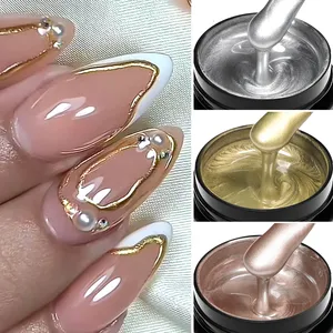 Ensemble de vernis à ongles en gel métallique 2/3 pièces, or et argent, fournitures de nail art DIY, vernis <span class=keywords><strong>semi</strong></span>-<span class=keywords><strong>permanent</strong></span> UV/LED, design de <span class=keywords><strong>manucure</strong></span> en gel - Product Image 1