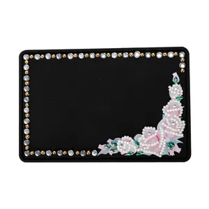 Nieuwe Aankomst Speciale Vorm Strass Roze Rose Antislip Mat Voor Auto Eenvoud Bloemen 5d Mozaïek Diamant Schilderij Pvc Mat