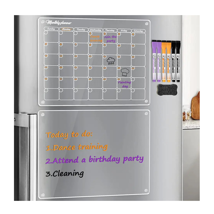 Горячая распродажа, стираемая магнитная акриловая доска для холодильника
