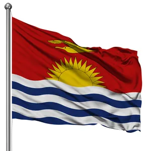 Kain Satin poliester dapat disesuaikan bendera 3X5 bendera dunia kustom bendera kiribeti
