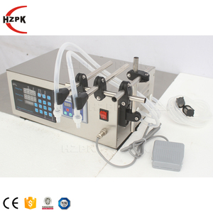 Hzpk Small Semi-Automatic Double Nozzles Pedal Oil <b>Juice</b> Water Bottle Cans Digital Liquid Filling <b>Machine</b> With Diaphragm Pump - Product Image 3