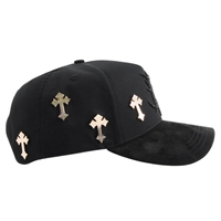Gorra Deportiva de 5 Paneles INFERNO 24K ROSE GOLD El Barbas de Alta Calidad con Lazos Bordados, Visera de Gamuza Negra, Transpirable e Impermeable, Unisex