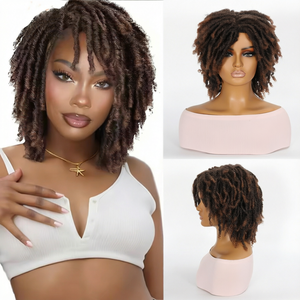 Peluca de rastas sintéticas cortas de 6 pulgadas, trenzas de ganchillo afro, reemplazo completo de cabello con 120% de densidad - Product Image 1