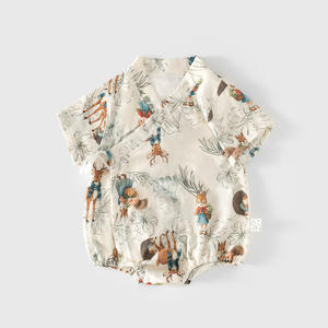 Combinaison unisexe en gaze <span class=keywords><strong>de</strong></span> coton ultra-fine pour nouveau-né, barboteuse d'été à manches courtes, style triangle, vêtements <span class=keywords><strong>de</strong></span> moine - Product Image 4