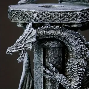 Bougeoirs en résine en forme de <span class=keywords><strong>dragon</strong></span> mythique (lot de 2), bougeoirs gothiques complexes en forme de <span class=keywords><strong>dragon</strong></span>, accent de table de style fantastique sombre - Product Image 5