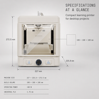 Imprimante 3D WandGo pour enfants, imprimante 3D FDM fermée pour débutants, filament PLA 1,75 mm avec volume d'impression de 100 mm pour la maison et les projets STEM