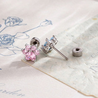 Nouvelles Boucles d'Oreilles Clous Patte de Chat en Cuivre Incrustées de Zircons, Style Petite, Mignonnes et Douces pour Filles, Piercing Cartilage, Finition Luxe