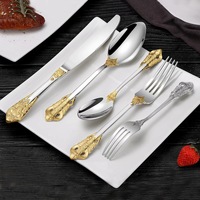 Ensemble de couverts classiques en acier inoxydable argenté, design moderne, 4 pièces, pour mariage, cuillères et fourchettes, pour la maison et les fêtes