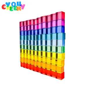 2.5 Cm Acrylic Rainbow Building Blocks Transparent Cube Light And Shadow Stacking Toys 100 Pieces/set Sensory Education Toys