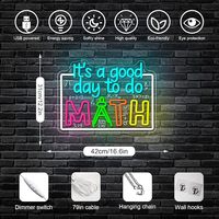 C'est une bonne journée pour faire de la mathématique - Panneau lumineux néon LED - Panneau néon mathématique pour la salle de classe - Lumières néon pour les salles de classe