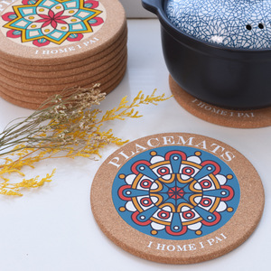 Vente en gros de tapis isolants thermiques en liège imprimé pour casseroles, assiettes et bols - Product Image 3