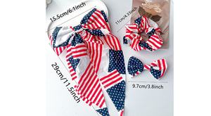 Diadema con lazo de la bandera estadounidense para el Día de la Independencia, cinta de satén para el cabello, decoraciones para fiestas de primavera, transfronterizas, para el mercado norteamericano. - Product Image 6