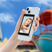 Perche à selfie magnétique sans fil de 4 pouces pour vlog, accès à la caméra arrière, écran de moniteur grand angle, lumière, accessoires pour téléphone portable
