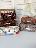 Rétro Mode Léopard Velours Côtelé Imprimé Écologique Trousse Étudiant Grande Capacité Papeterie Portable Rouge À Lèvres