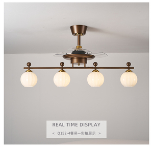 Modern Outdoor <b>Ceiling</b> Fan <b>Light</b> Q152 4 LED Bulbs AC Motor <b>Remote</b> <b>Control</b> 2700K Warm White Plastic Body Flush Mount - Product Image 1
