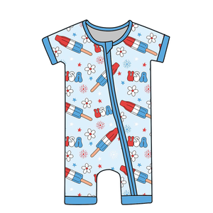 Pijamas de Bambú Personalizados Listos para Enviar, Pijamas Cortos con Cierre para Bebés, Estampado de Personajes, Caja Misteriosa - Product Image 4