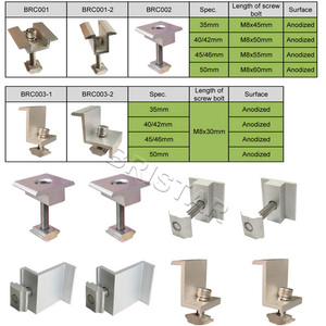 Colliers de fixation intermédiaires et inter-axiaux en aluminium anodisé noir de 35 mm et 40 mm pour panneaux solaires photovoltaïques – Vente en gros - Product Image 3