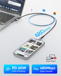 Factory Wholesale SUNGUY USB <b>C</b> 1m 60W 3AFast <b>Charging</b> Cable Nylon Eco-Friendly Custom Logo USB-<b>C</b> Multi-Purpose Cable - Product Image 6