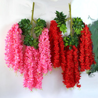 AF16001 Vente en gros usine Décoration de mariage et d'intérieur Guirlande de vigne en soie Fleur artificielle de glycine Fleurs de glycine suspendues