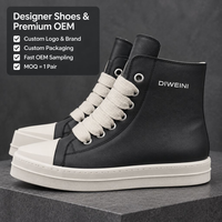 Chaussures de luxe pour hommes et femmes, en cuir noir de haute qualité, baskets montantes à lacets épais, neuves