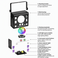 Lumière de scène kaléidoscope 4-en-1, boîtier en fer, lampe disco DJ, télécommande DMX512, effet d'éclairage laser 50W