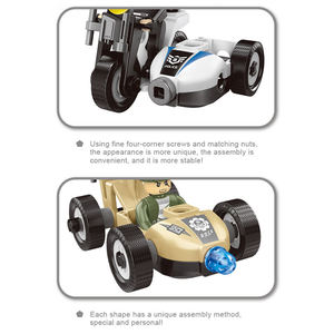 Hanye 161 pièces, kit de construction de véhicules à thème police 8 en 1, jouet éducatif STEM pour développer la motricité fine, cadeau pour enfants - Product Image 3