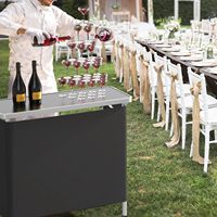 Table de bar portable moderne en MDF, pour intérieur et extérieur, idéale pour les fêtes, pique-niques et réceptions, avec étui de transport, étagère de rangement et jupe amovible