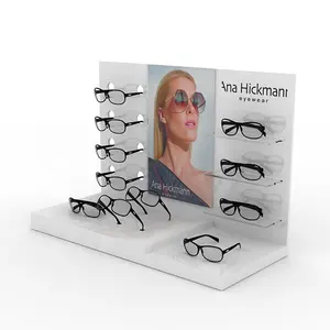 Terbaru Desain Kayu MDF Kacamata Berdiri Akrilik Counter Kacamata Pemegang Tampilan Berdiri