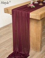 10Ft Bourgogne Pure Chemin De Table pour Mariage Rustique Boho Fête De Mariage Décorations De Douche Nuptiale Fête D'anniversaire SD772