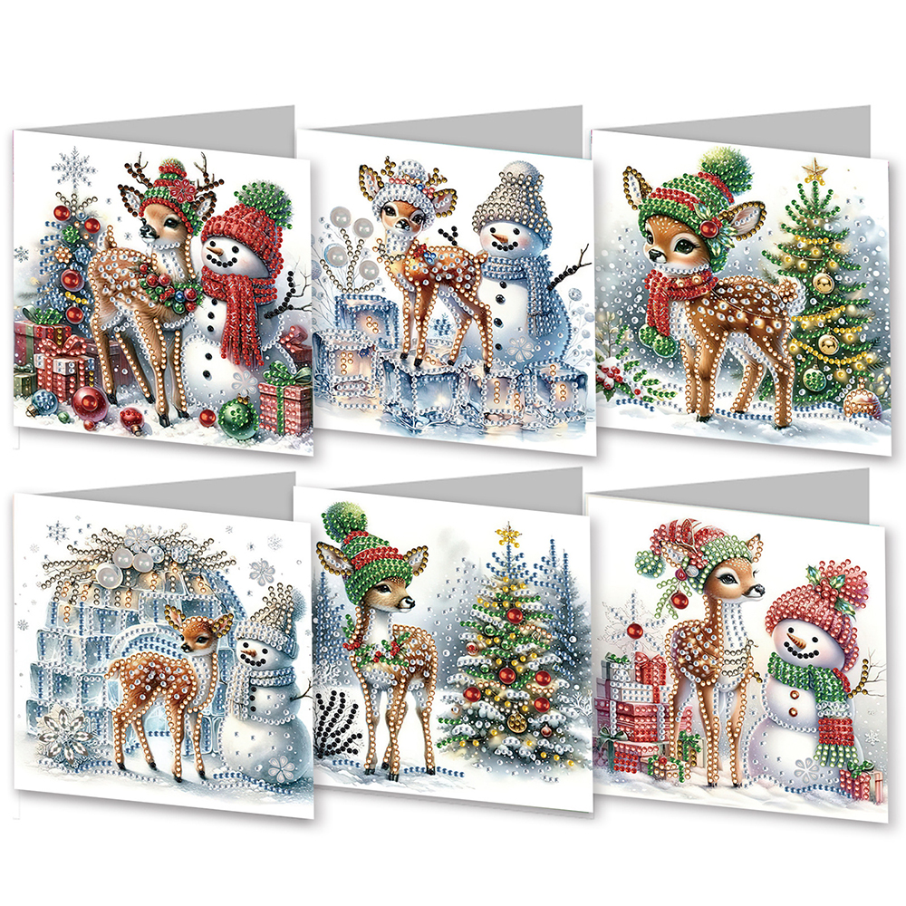 Sika Deer and Snowman-White