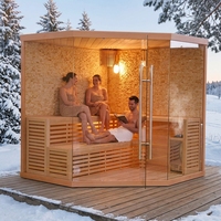 Sauna de Infrarrojos Eléctrica Portátil Moderna de Madera de Hemlock Canadiense con Panel de Control Computarizado 220V