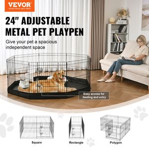 DB Wholesale 8-Panel Foldable Metal Dog <b>Playpen</b> 24\" H Pet Fence <b>Puppy</b> Kennel with Bottom Ground Pad Exercise Pen for <b>Puppies</b> & - Product Image 2