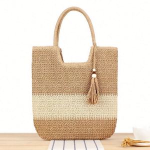2024 New Design Vintage Fashion National Straw Woven Tassel Thread Single Handle Beach <b>Tote</b> Bag for Women Summer Autumn - Product Image 2
