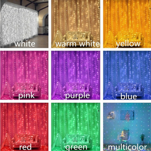 Rèm Cổ Tích đèn 3M chiều rộng x 3m Chiều cao thác nước Vòng Hoa chuỗi đèn trang trí vườn đám cưới bên chiếu sáng - Product Image 5