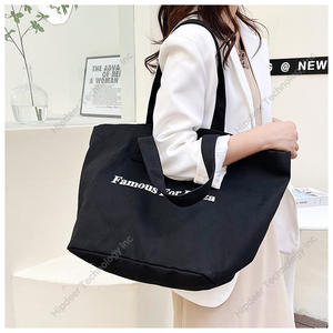 Hot <b>Sale</b> Twill Cotton Canvas Striped Portable Black Mixed White <b>Beach</b> Travel <b>Bag</b> with Handle for Summer Women Tote Shopping <b>Bag</b> - Product Image 1