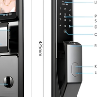 Eseye Chine Vente en gros Tuya Serrures de porte en bois intelligentes entièrement automatiques avec caméra et empreinte digitale Interphone en temps réel Serrure de porte faciale