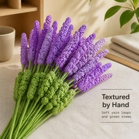 Bunga Lavender Rajut Buatan 40cm, 12g, Buket Ungu untuk Dekorasi Pernikahan, Rumah, Perlengkapan Foto, Hadiah, Kerajinan