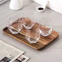 Plateau de service unique en bois d'acacia massif de haute qualité pour café, nourriture, pain et petit-déjeuner, idéal pour le rangement et la présentation.