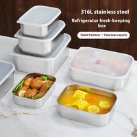 Réfrigérateur de cuisine Boîte de rangement scellée en acier inoxydable Boîte de rangement en métal pour déjeuner et fruits avec couvercle