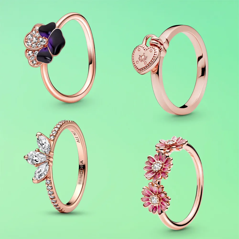 Nieuwe 925 Zilveren Ring Rose Vergulde Zirkoon Mousserende Prinses Wishbone Hart Ring Vrouwen Originele Fijne Sieraden