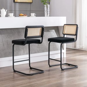 Silla <span class=keywords><strong>de</strong></span> <span class=keywords><strong>cocina</strong></span> decorativa Medieval, <span class=keywords><strong>Banco</strong></span> <span class=keywords><strong>de</strong></span> ratán con respaldo <span class=keywords><strong>alto</strong></span> <span class=keywords><strong>de</strong></span> ratán y reposapiés, moderna - Product Image 2