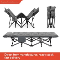 Lit pliant domestique, lit simple, lit de sieste pour bureau, chaise inclinable portable, lit de camping extérieur, lit d'appoint en acier