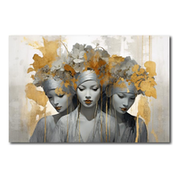 Décoration murale moderne, impression sur toile dorée et noire, peinture et art mural avec cadre, peinture de portrait pour la décoration du salon
