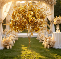 Boule de fleurs artificielles hautement réalistes en or, rose et lotus, pour décoration florale d'allée de mariage, Nouvel An et décoration de table de fête