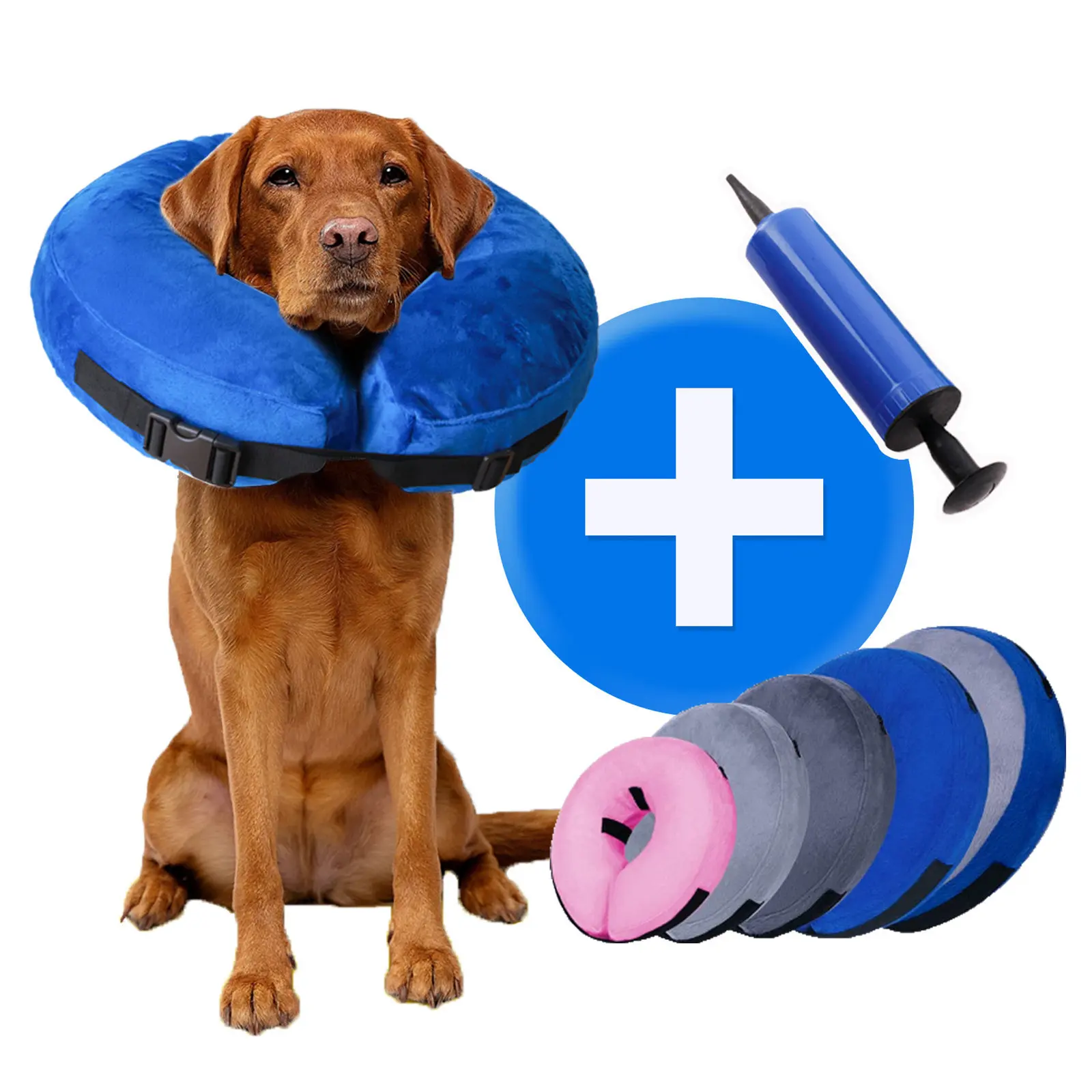 Logotipo personalizado núcleo protector cono suave PVC recuperación mascotas gato e-collar perro isabelino collar inflable