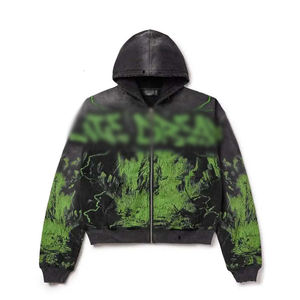 Sudadera con capucha de algodón para hombre, personalizada, con efecto desgastado, gráfico, gruesa, al por mayor, Sudaderas <span class=keywords><strong>y</strong></span> Hoodies de Hombre - Product Image 2