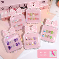 Faux ongles pour enfants faits à la main, 3D, en époxy, motif chat mignon, effet œil de chat, amovibles, réutilisables, pour manucure, cadeau pour fête d'enfants