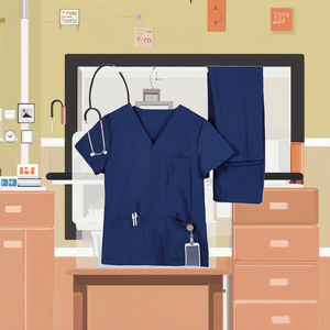 Ensemble de blouses et pantalons unisexes confortables à col en V pour femmes, en tissu tissé, avec détection anti-aiguilles, pour infirmières, médecins et uniformes d'hôpital - Product Image 2